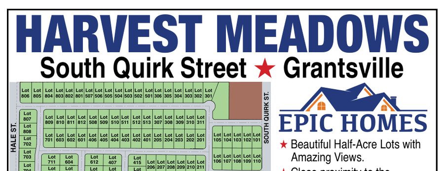 Harvest Meadows lot map, South Quirk Street, Grantsville